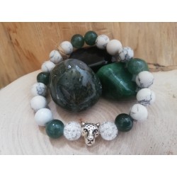 Minerální náramek Jadeit, Howlit, praskaný Křišťál