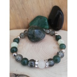 Minerální náramek Jadeit, praskaný Křišťál
