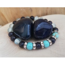 Minerální náramek modrý Aventurín, Tyrkys