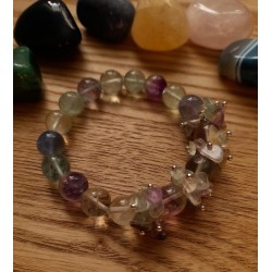 Fluorit multicolor náramek extra korálky a kousky kamene